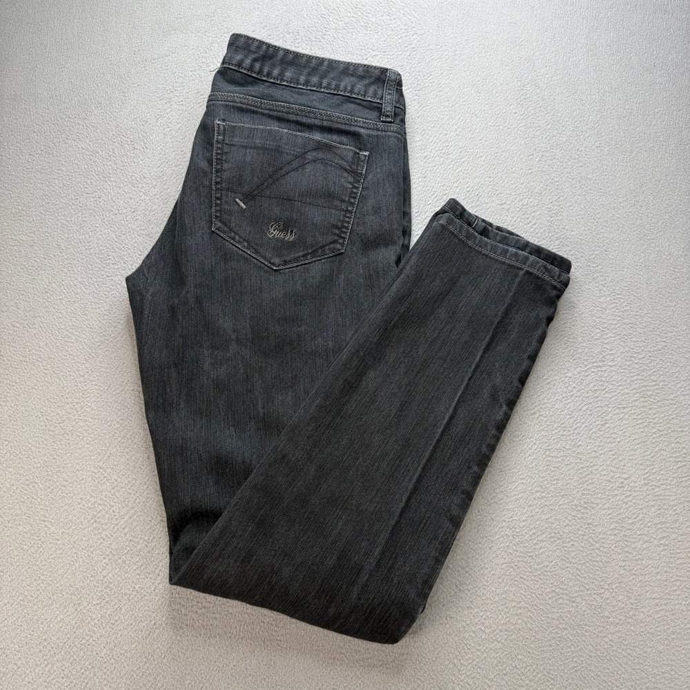 Guess Marina Jeans Womens 31 Black Denim Slim Straight Casual Classic Preppy